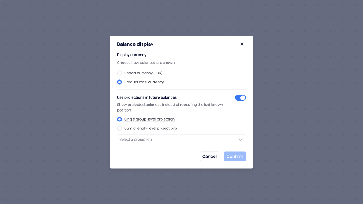 Future Balance view in Embat